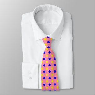 Gravata Design de Pontos Polka Azul Rosa Amarelo