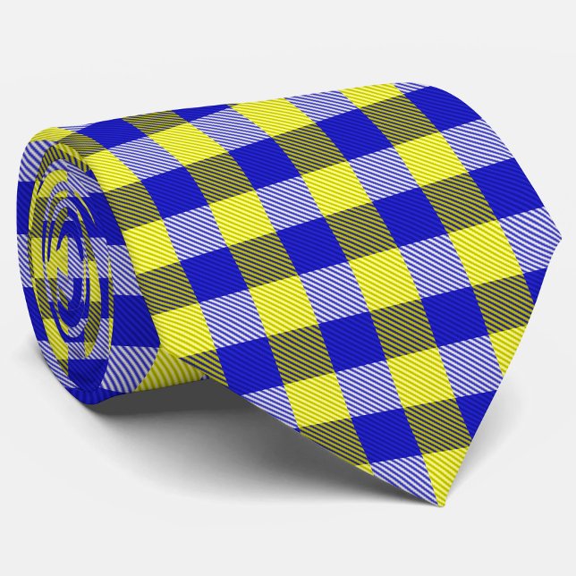 Gravata Design de Verificação de Gingham Amarelo Azul (Criador carregado)
