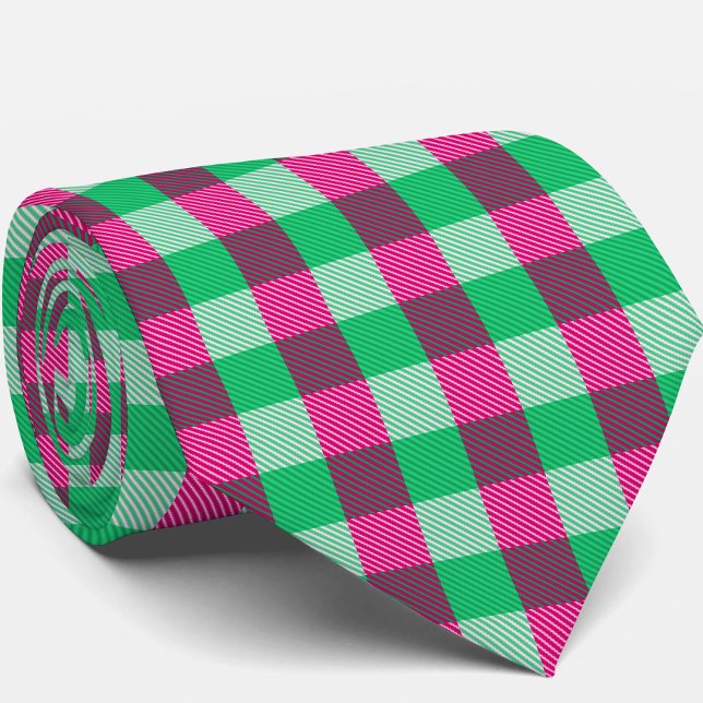 Gravata Design de Verificação de Gingham Verde Rosa (Criador carregado)