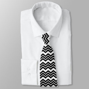 Gravata Design do padrão Chevron preto branco Zigzag preto