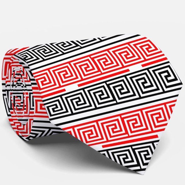 Gravata Design do Padrão de Frete preto branco vermelho gr (Criador carregado)