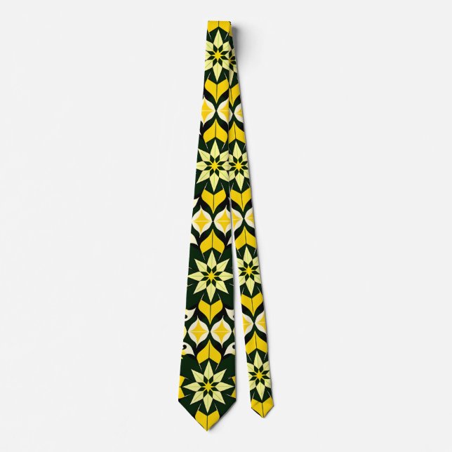 Gravata Design Floral Geométrico Vibrante (Frente)