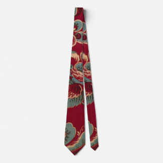 Gravata Design Floral Retro Azul e Vermelho