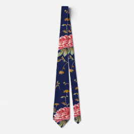 Gravata Design Floral Retro Rosa e Azul