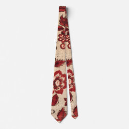 Gravata Design Floral Retro Vermelho e Branco