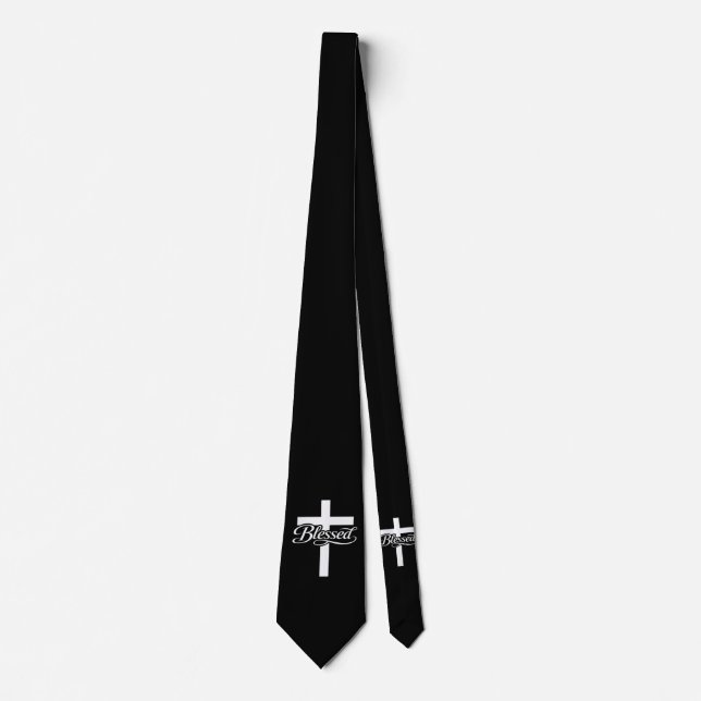 Gravata Design Minimalista Cruz Bendita Fé Cristã (Frente)