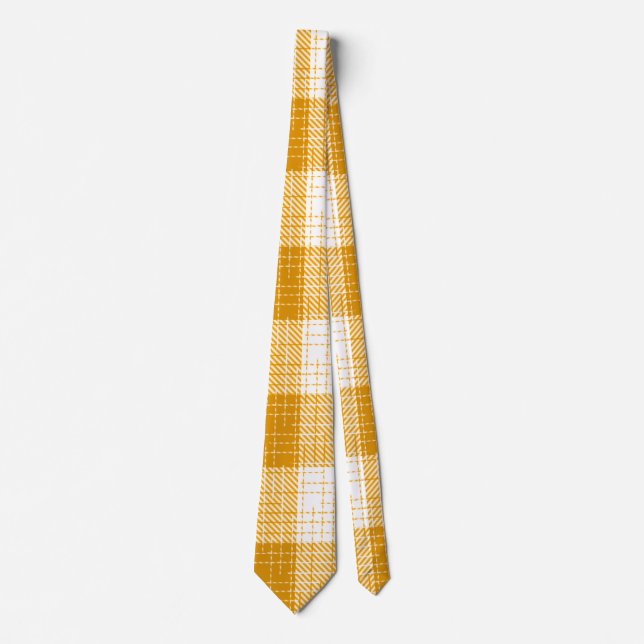 Gravata Design Xadrez Amarelo e Branco em Xadrez Ousado  (Frente)