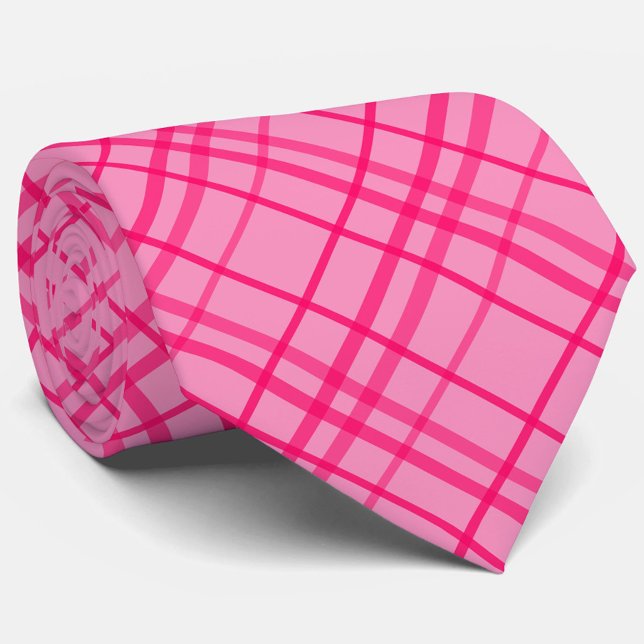 Gravata Design Xadrez em Grade Rosa sobre Rosa (Criador carregado)