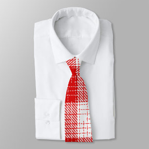 Gravata Design Xadrez Quadriculado Grosseiro Vermelho e Br