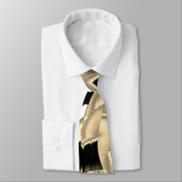 Gravata Destruídos fragmentos pretos e bege ou fita em tra