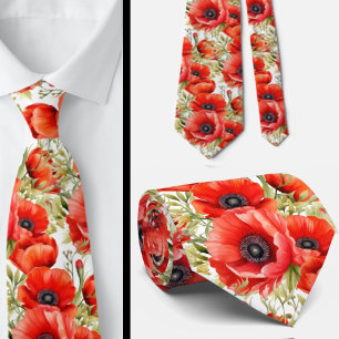 Gravata Dia da Lembrança Poppies Vermelhos Poppy Pescoço F