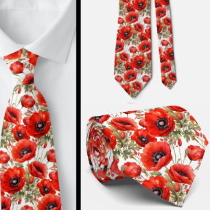 Gravata Dia da Lembrança Poppies Vermelhos Poppy Pescoço F