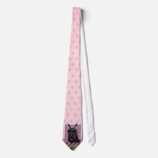 Gravata Dia das mães - tulipas cor-de-rosa - Schnauzer