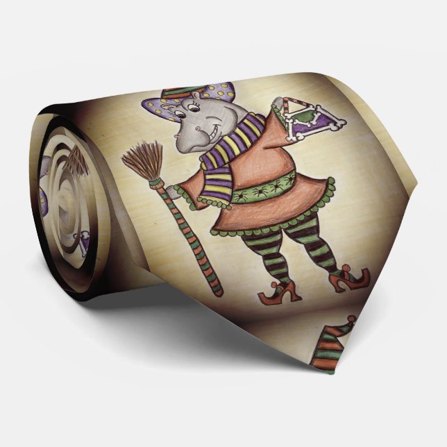 Gravata Dia de as Bruxas engraçado Hippo (Rolled)