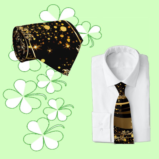 Gravata Dia de os pais Moderno Caligrafia Enrola Preto (Fathers Day Modern Calligraphy Leafy Swirls Black Neck Tie)