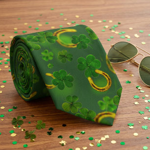 Gravata Dia de São Patrício Garota Sortuda Verde e Dourado