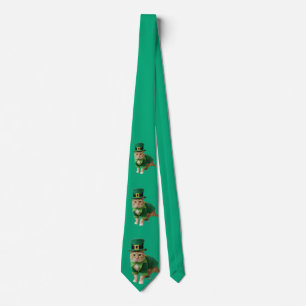 Gravata Dia de São Patrício Gato Sortudo Verde 