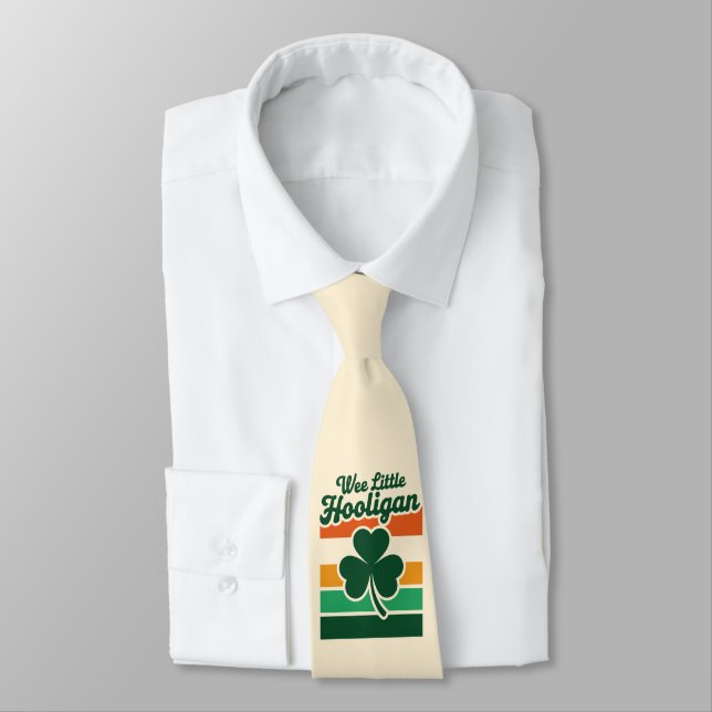 Gravata Dia de São Patrício Pequeno Hooligan Engraçado  (Amarrado)