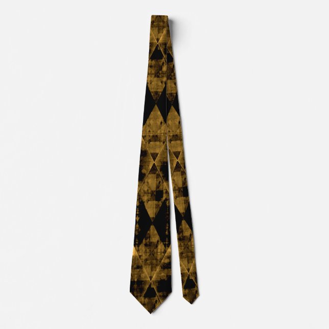 Gravata Diamante Dourado e preto irregular (Frente)