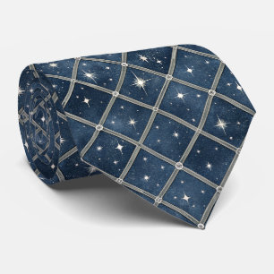 Gravata Diamante em Azul Meia-Noite - Noite Estrelada
