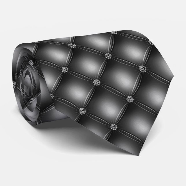 Gravata Diamante Preto com Glitter Quilted Glam (Rolled)