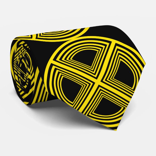 Gravata disco de símbolo amarelo em preto (Rolled)