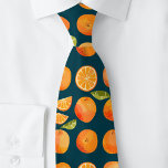 Gravata Diversão de Fruta Citrus Orange<br><div class="desc">Diversão e zestidade do padrão de fruta de citros laranja em um fundo verde-escuro. Atualizando! Arte original de Nic Squirrell.</div>