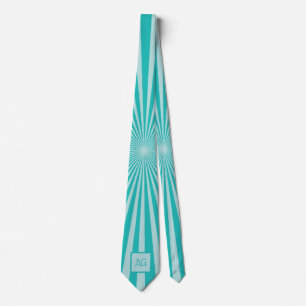 Gravata Diversão de padrão azul monograma personalizado