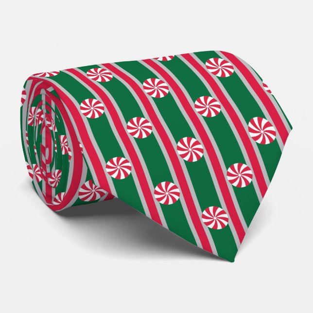 Gravata Diversão e Chique Doces de Peppermint Natalinos (Rolled)