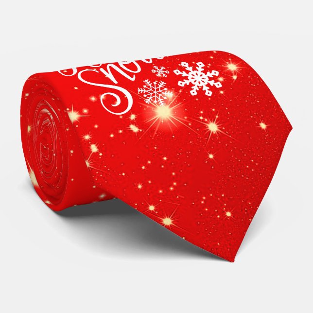 Gravata Diversão Espelhante Deixe Nevar Natal (Rolled)
