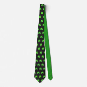 Gravata Diversão Trendy Green Clover Leaf Patterno Verde P