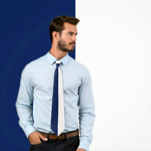 Gravata Dividir cor Marinho azul e branco