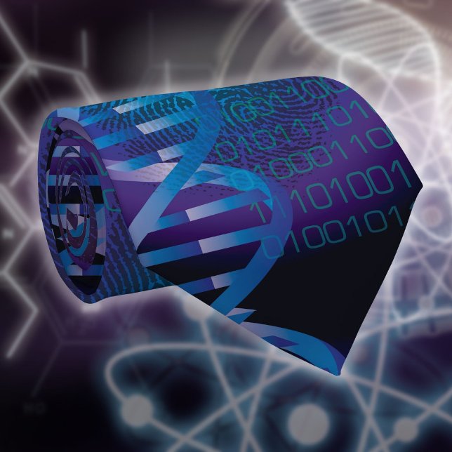 Gravata DNA Fingerprint Medical Science (DNA Fingerprint Medical Science Blue Patterned Tie)