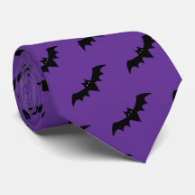 Gravata do Pescoço Preto Roxo do Halloween Bats
