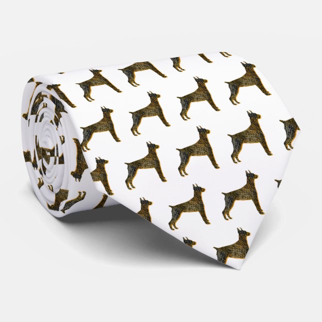 Gravata Doberman Pinscher Cachorro Silhoueen White (Rolled)