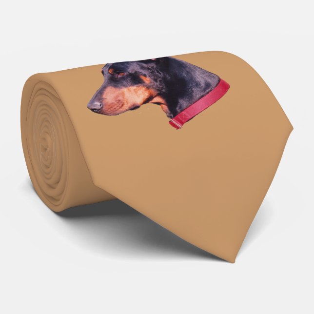 Gravata Doberman Pinscher Dog Face (Rolled)