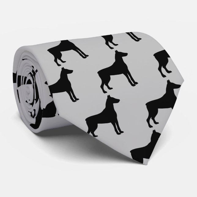 Gravata Doberman Pinscher Dog Silhouette (Rolled)