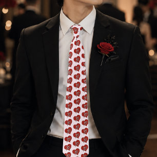 Gravata Doce Coração Vermelho XO Amor Abraços Beijos