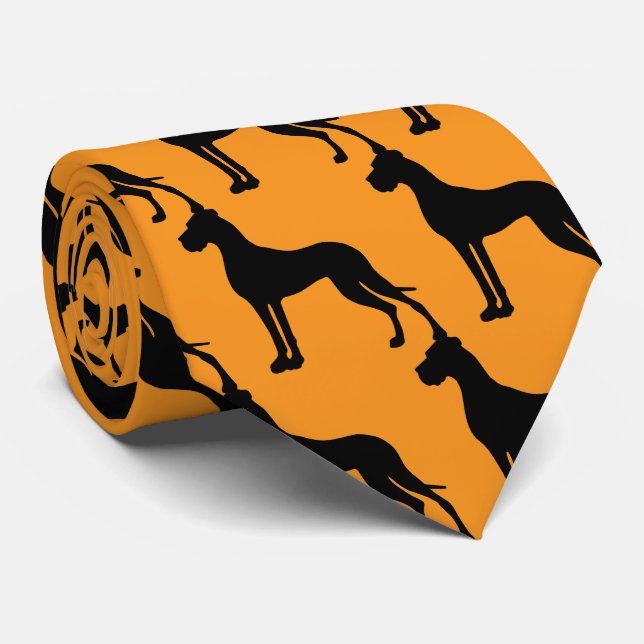 Gravata Dogue Alemão silhueta preta (Rolled)