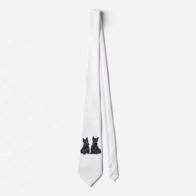 Gravata Dois Scottish Terriers Pretos (Frente)