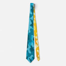 Gravata Dois Tons Turquesa Azul Camo Amarelo Iniciais 