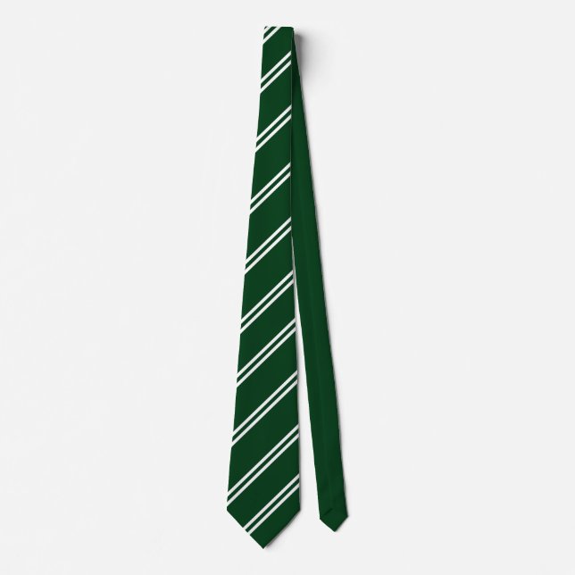 Gravata Double Stripe Green & White (Frente)