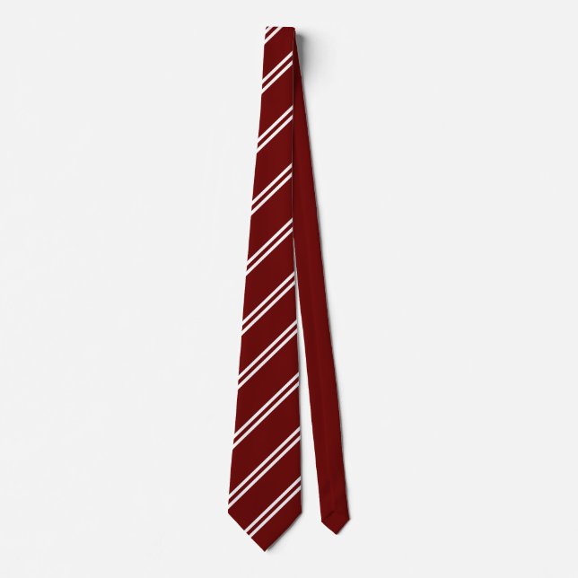 Gravata Double Stripe Maroon & White (Frente)
