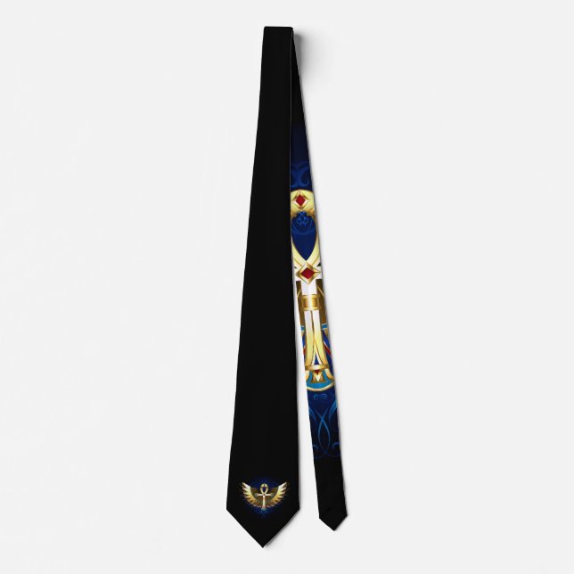 Gravata Dourada Ankh com Asas (Frente)