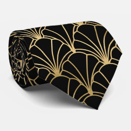 Gravata Dourada arte preta deco, cortada com o pescoço