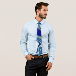 Gravata Dourada e azul marbelizada masculina
