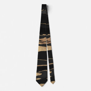 Gravata Dourada pintura de Abstrato de mármore preto