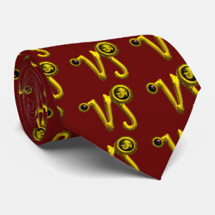 Gravata Dourado CAPRICORN ZODIAC JEWEL, Vermelho