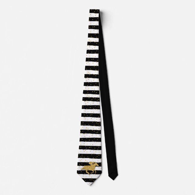 Gravata Dourado Cavalo, Black and White Stripes (Frente)