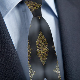 Gravata Dourado Chique em Preto